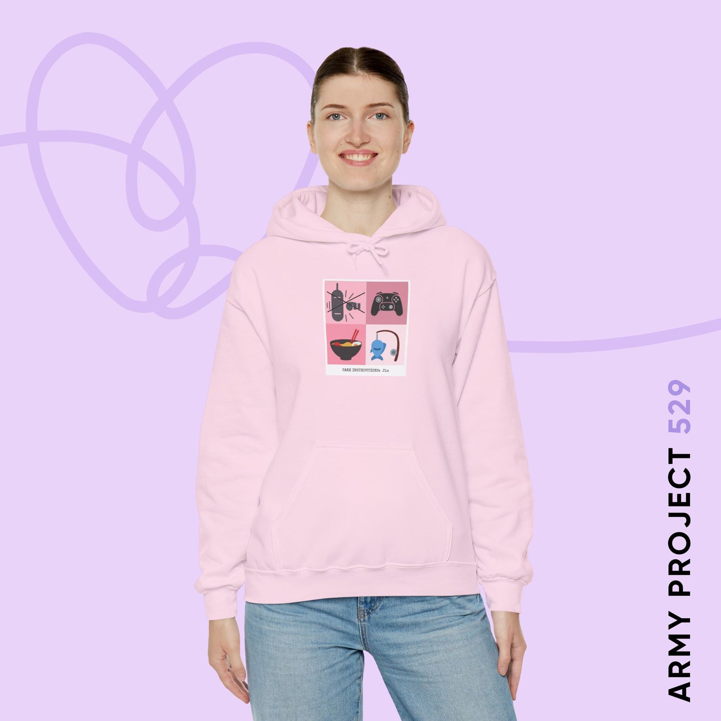 Jin Hoodie - Funny Fanmade BTS Merch - Care Instructions - Cozy Unisex Sweatshirt