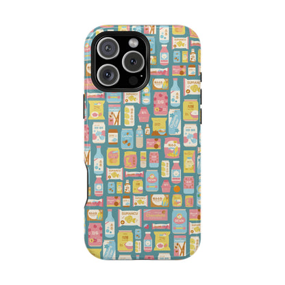 Sweet Pastel Korean Snacks Magnetic Tough Phone Case - Cute K-Pop Merch - iPhone, Galaxy, Pixel Cover