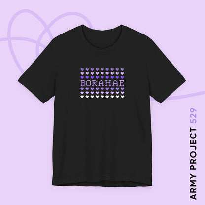 OT7 Short Sleeve Shirt - 8-Bit Borahae - Retro Fanmade BTS Merch - Soft Unisex T-Shirt