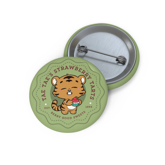 Taehyung Button Pin - Cute Fanmade BTS Merch - Tae Tae's Strawberry Tarts - Durable ARMY Accessory