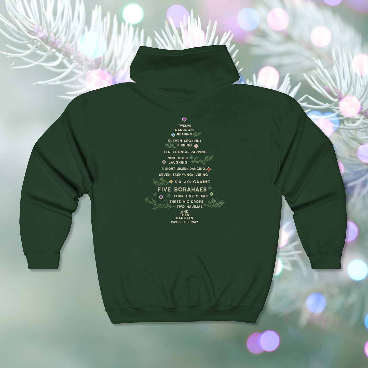 OT7 Zip Hoodie - 12 Days of Bangtan - Fanmade BTS Merch - Full Zip Sweatshirt