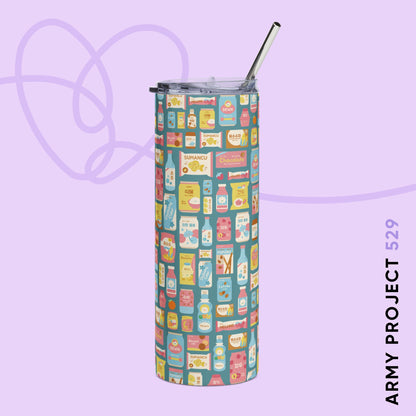 Sweet Pastel Korean Snacks Tumbler - Cute K-Pop Drinkware - 20 oz Stainless Steel Cup