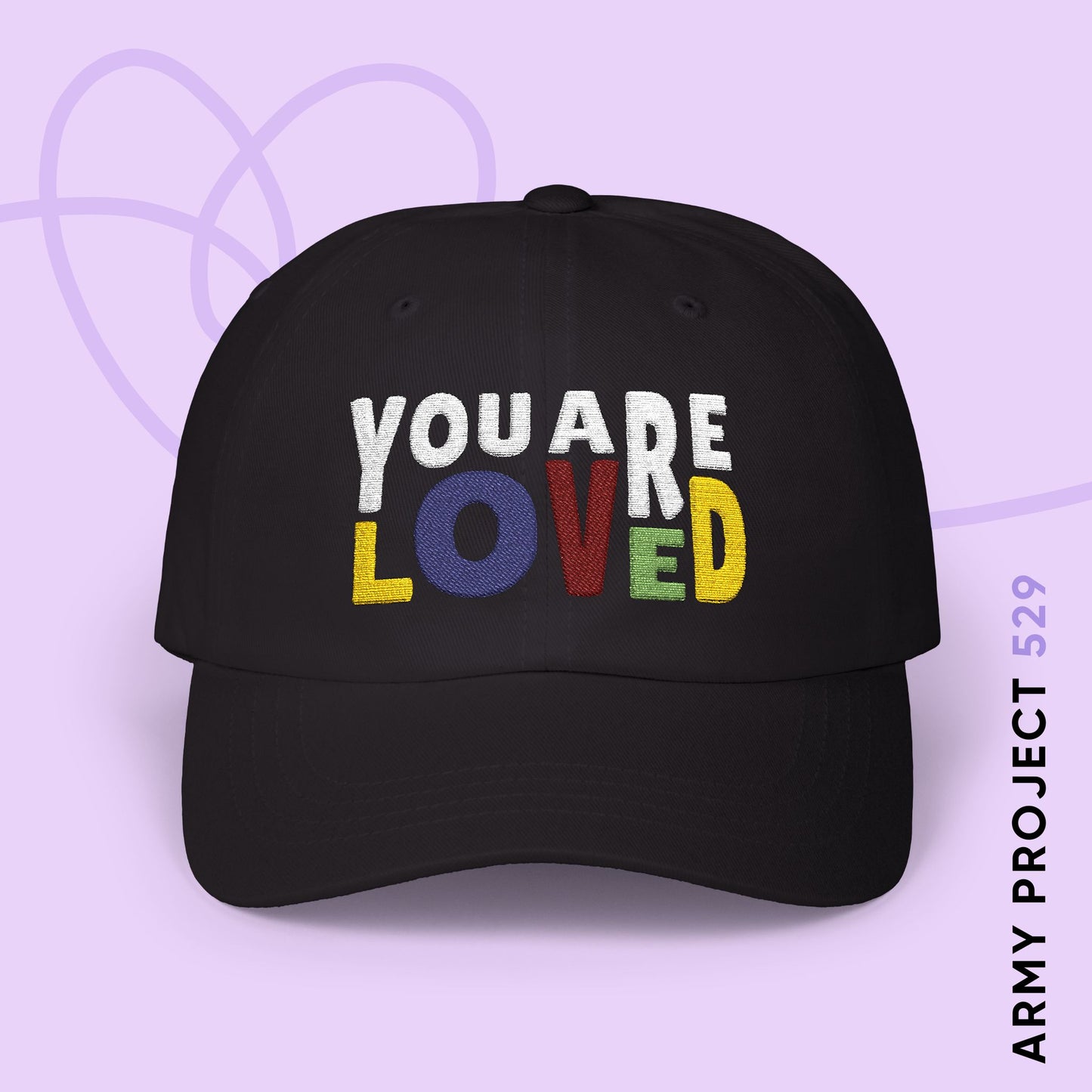 You Are Loved Embroidered Baseball Cap (Black)