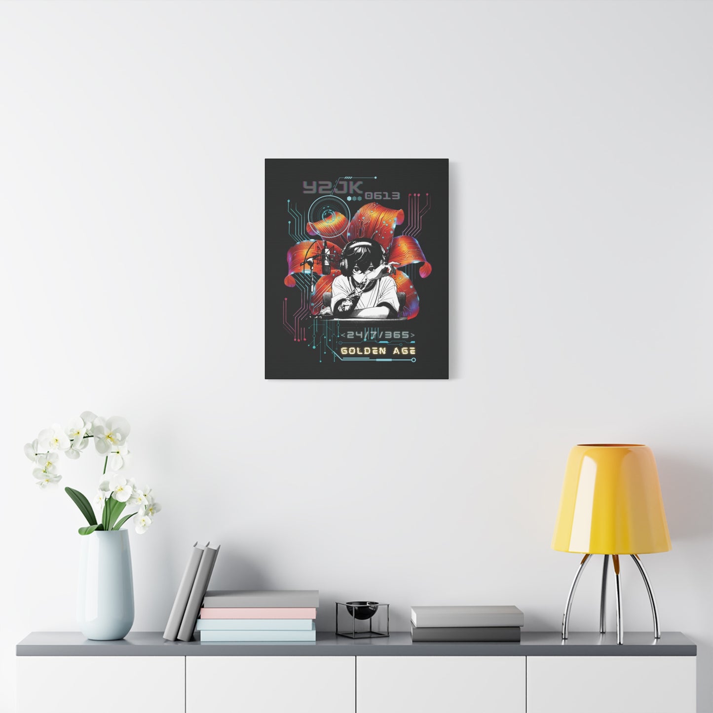 Jung Kook Canvas Wall Art - Fanmade BTS Retro Series - Y2K Gamer Aesthetic - Framed Wall Decor