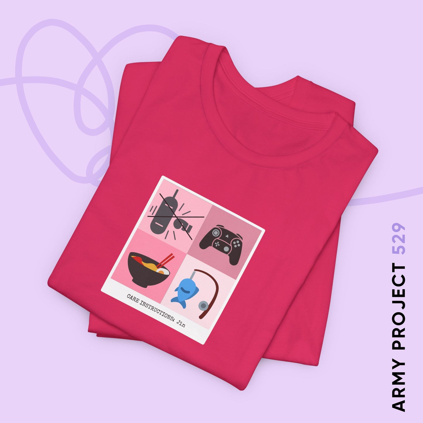 Jin Short Sleeve Shirt - Funny Fanmade BTS Merch - Care Instructions - Soft Unisex T-Shirt
