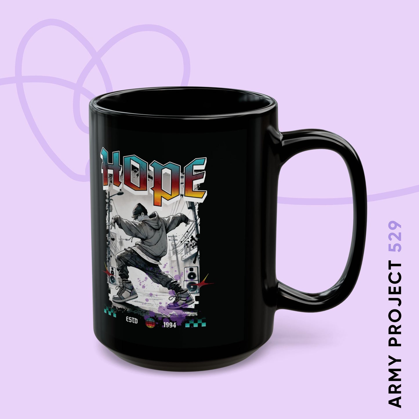 Hobi 1990s Retro Series 15 oz Black Coffee Mug