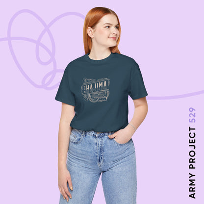 Yoongi Short Sleeve Shirt - Woodcarving Hajima (Steel) - Fanmade BTS Merch - Unisex Jersey T-Shirt