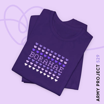 OT7 Short Sleeve Shirt - 8-Bit Borahae - Retro Fanmade BTS Merch - Soft Unisex T-Shirt
