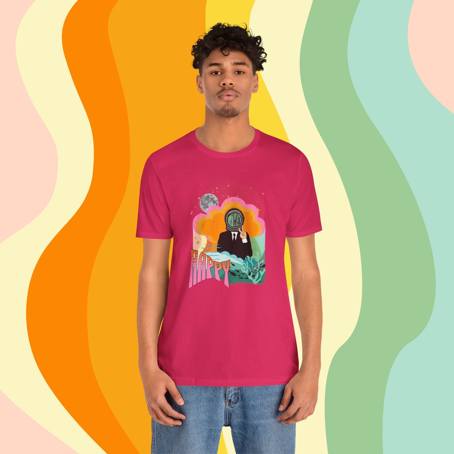 Jin 1960s Retro Unisex Jersey Short Sleeve Tee