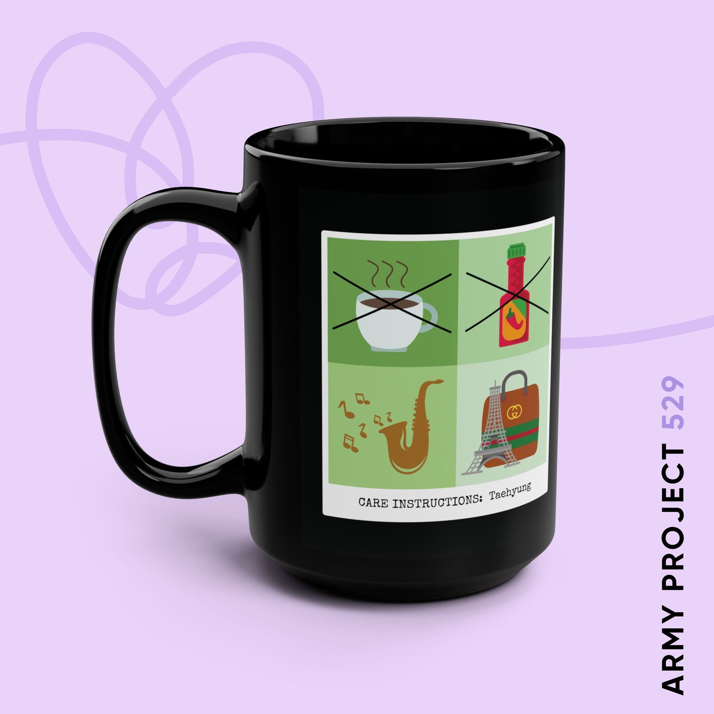 Taehyung Coffee Mug - Funny Fanmade BTS Merch - Care Instructions - 15 oz Ceramic