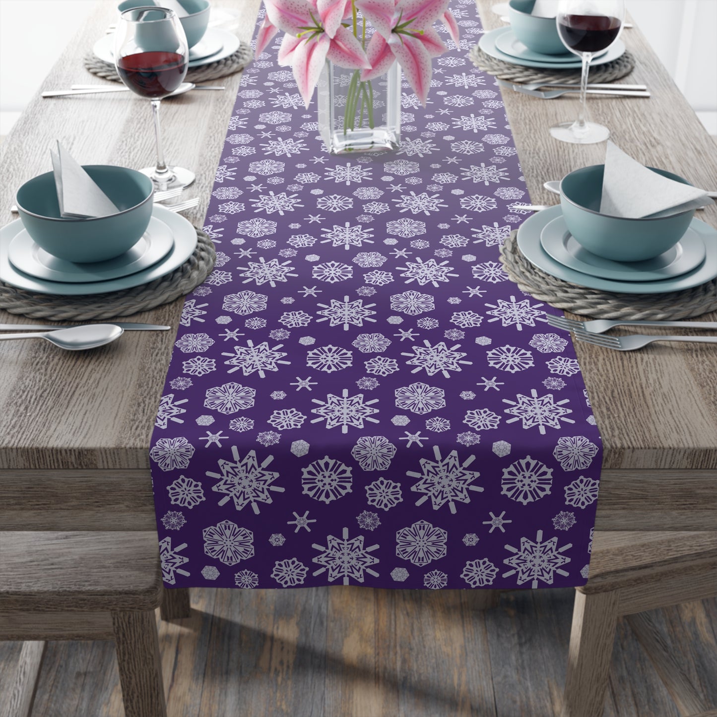 OT7 Table Runner - Secret Snowflakes (Purple) - Fanmade BTS Home Decor - Cotton Twill or Polyester