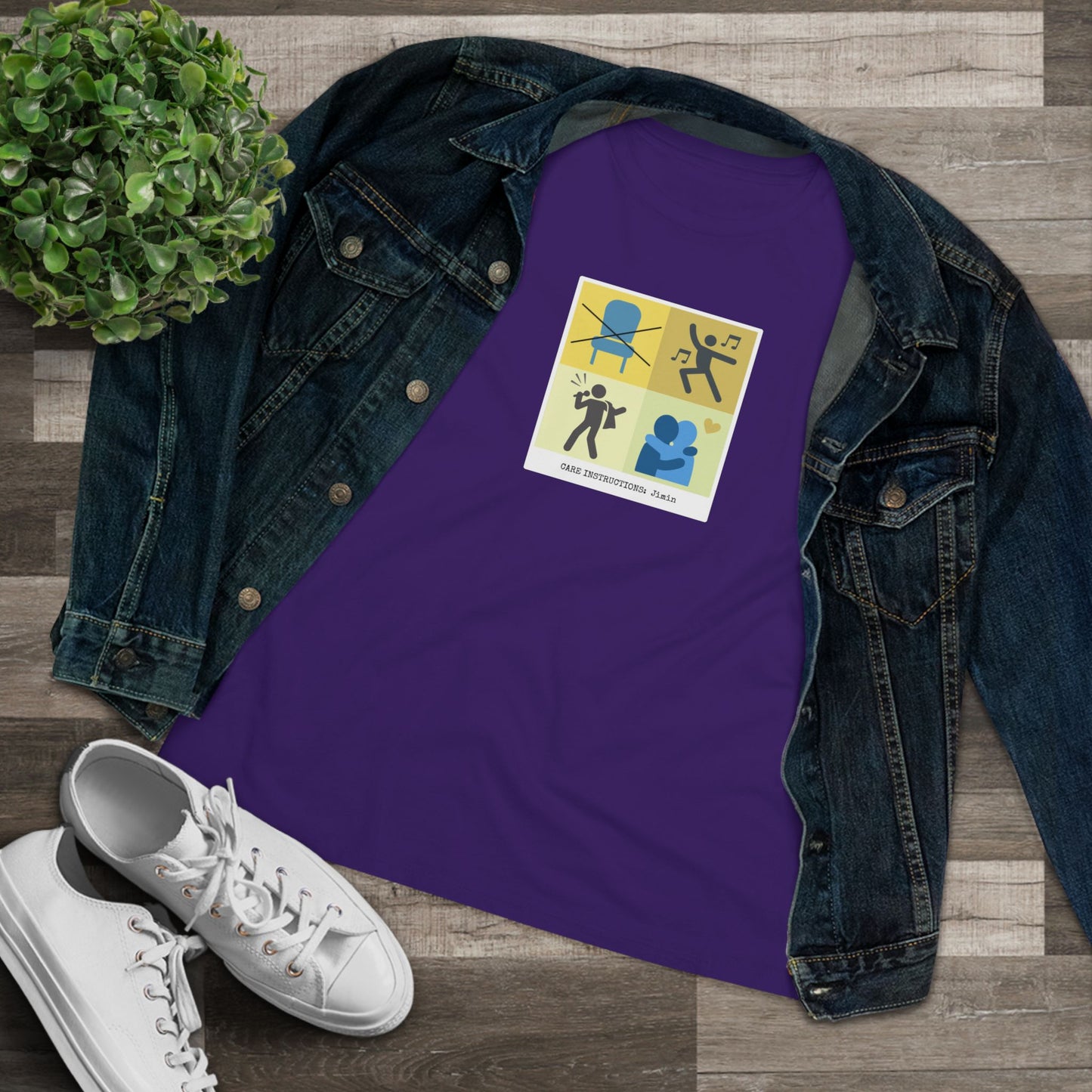 Jimin Women's Tee - Funny Fanmade BTS Merch - Care Instructions - Soft Jersey T-Shirt