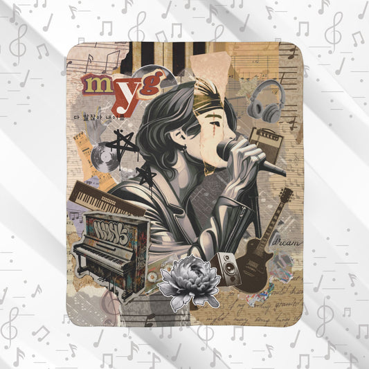 Yoongi 2010s Rock Retro Sherpa Fleece Blanket