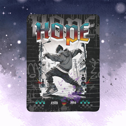 Hobi Throw Blanket - Retro Series - 90s Hip-Hop Street Art Aesthetic - Cozy Fleece Sherpa Blanket