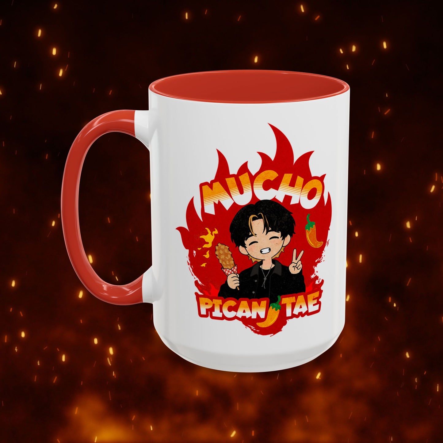 Taehyung Coffee Mug - Mucho PicanTae - 15 oz Two-Tone Ceramic
