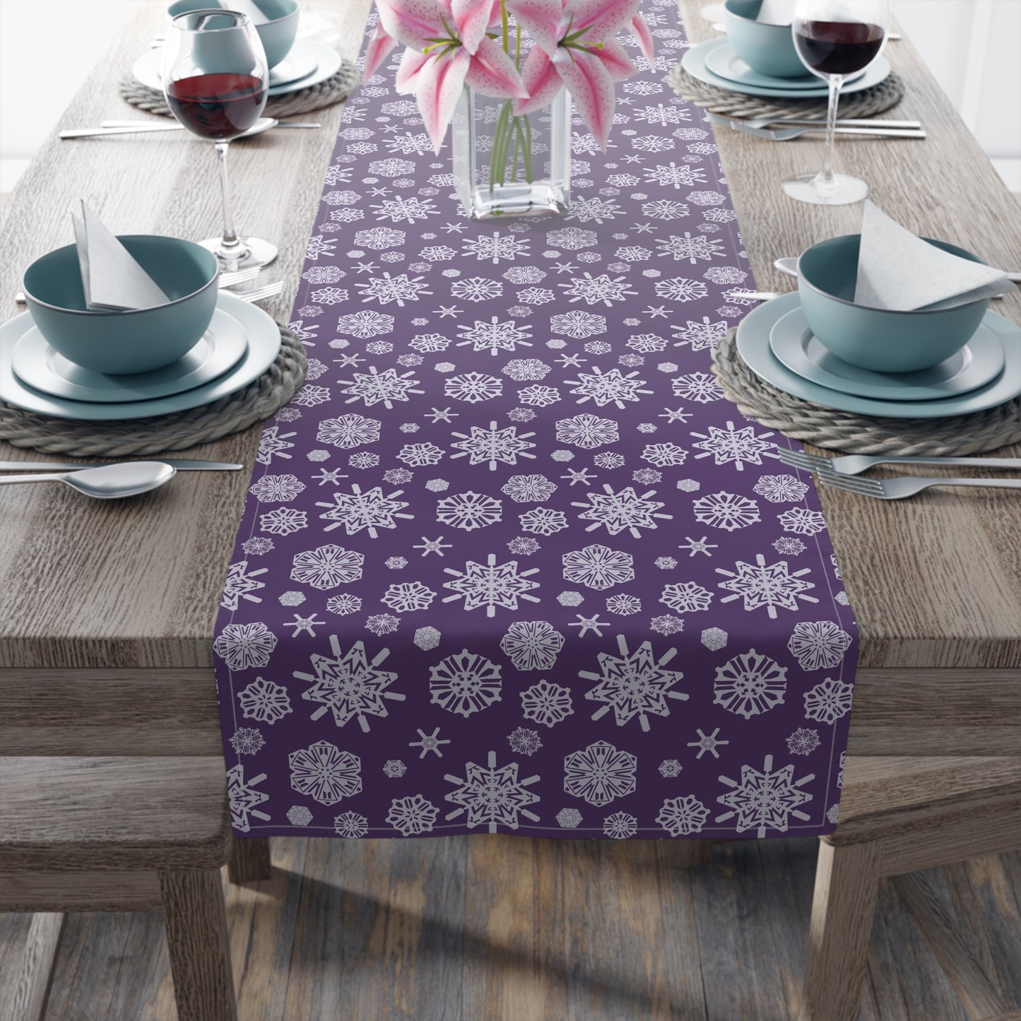 OT7 Table Runner - Secret Snowflakes (Purple) - Fanmade BTS Home Decor - Cotton Twill or Polyester