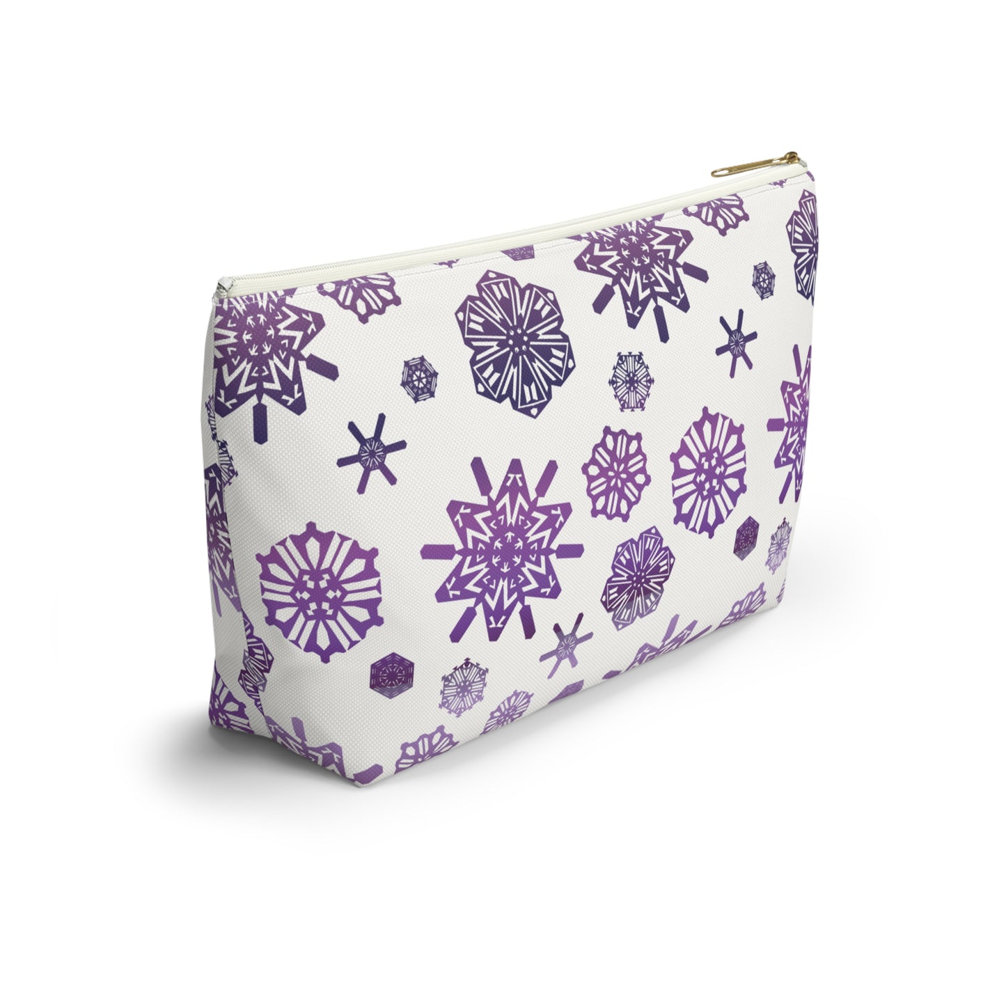 OT7 Cosmetics Bag - Secret Snowflakes (White) - Fanmade BTS Toiletry Bag - Flat Bottom Zipper Pouch