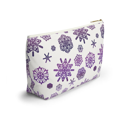 OT7 Cosmetics Bag - Secret Snowflakes (White) - Fanmade BTS Toiletry Bag - Flat Bottom Zipper Pouch