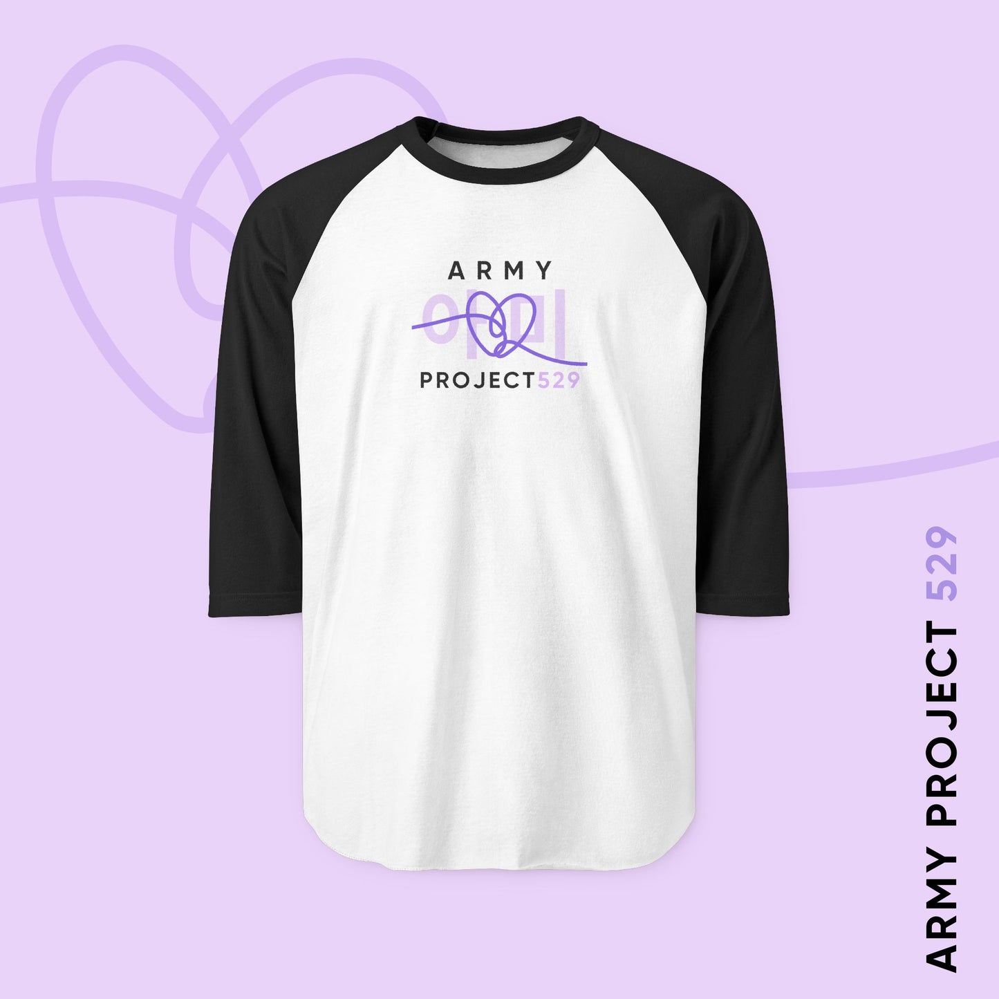 ARMY Project 529 Logo Unisex 3\4 Sleeve Baseball Tee