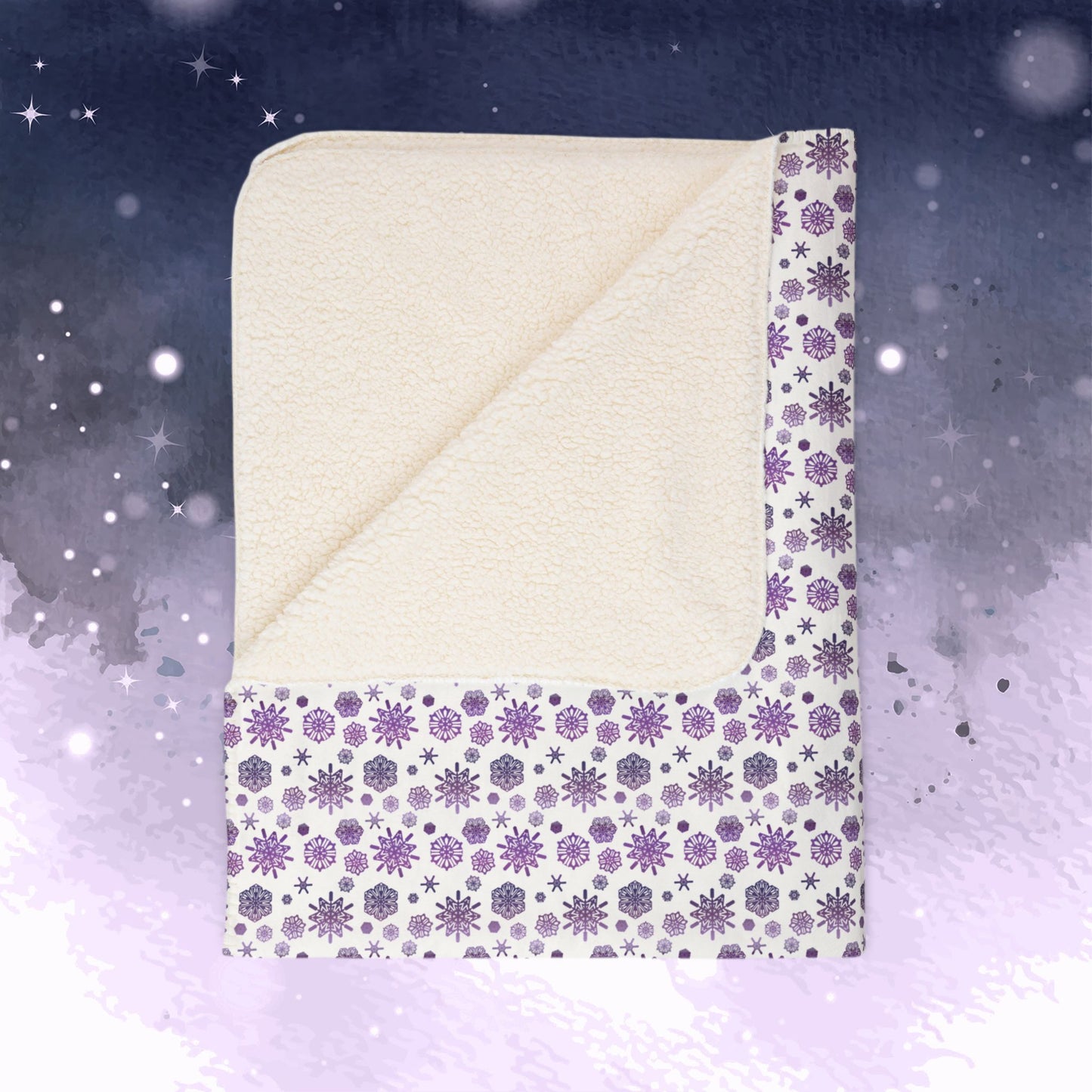 OT7 Throw Blanket - Secret Snowflakes (White) - Fanmade BTS Home Decor - Cozy Fleece Sherpa Blanket