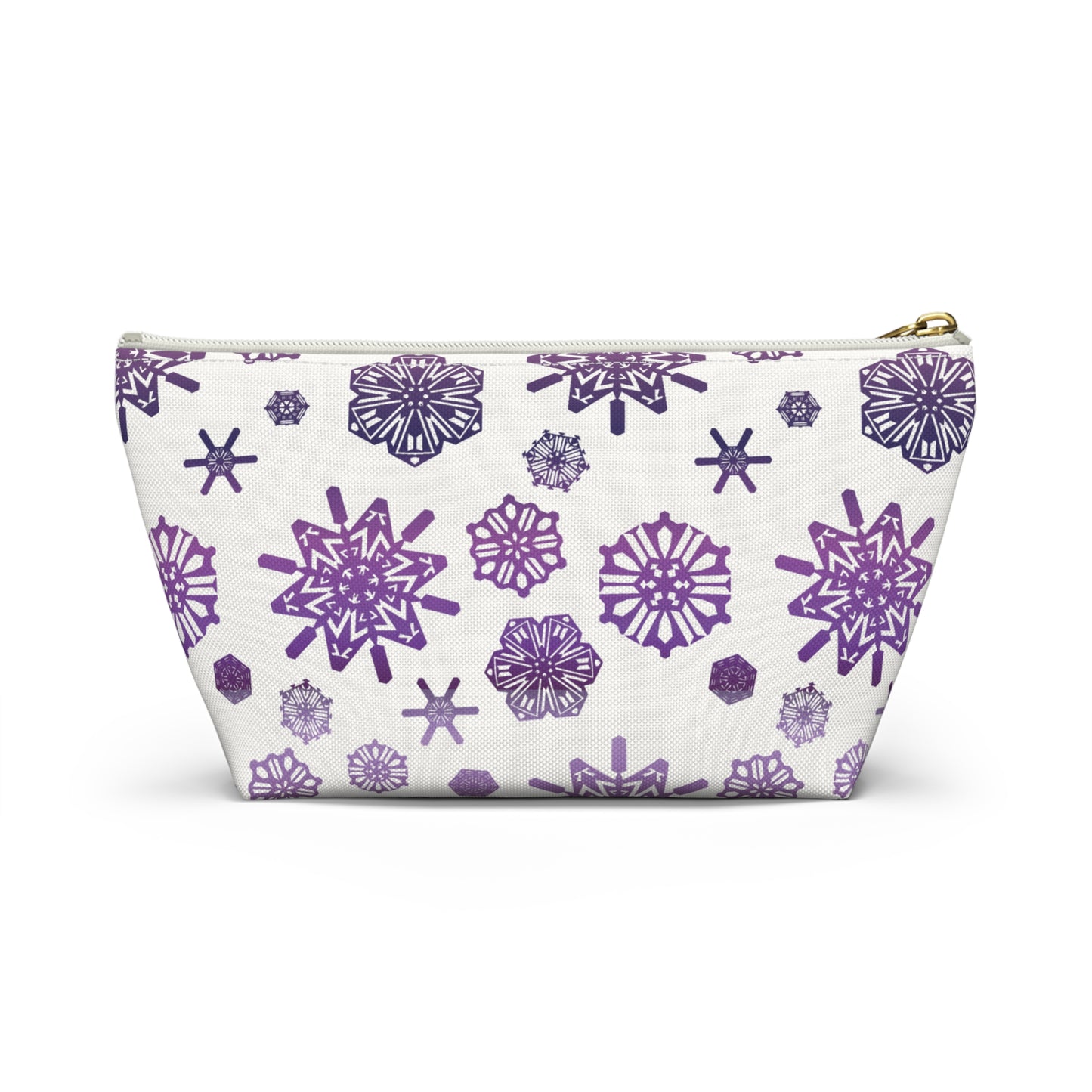 OT7 Cosmetics Bag - Secret Snowflakes (White) - Fanmade BTS Toiletry Bag - Flat Bottom Zipper Pouch