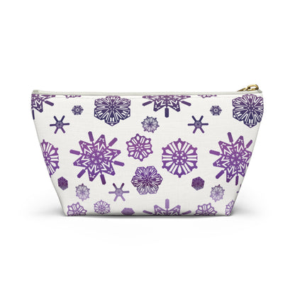 OT7 Cosmetics Bag - Secret Snowflakes (White) - Fanmade BTS Toiletry Bag - Flat Bottom Zipper Pouch