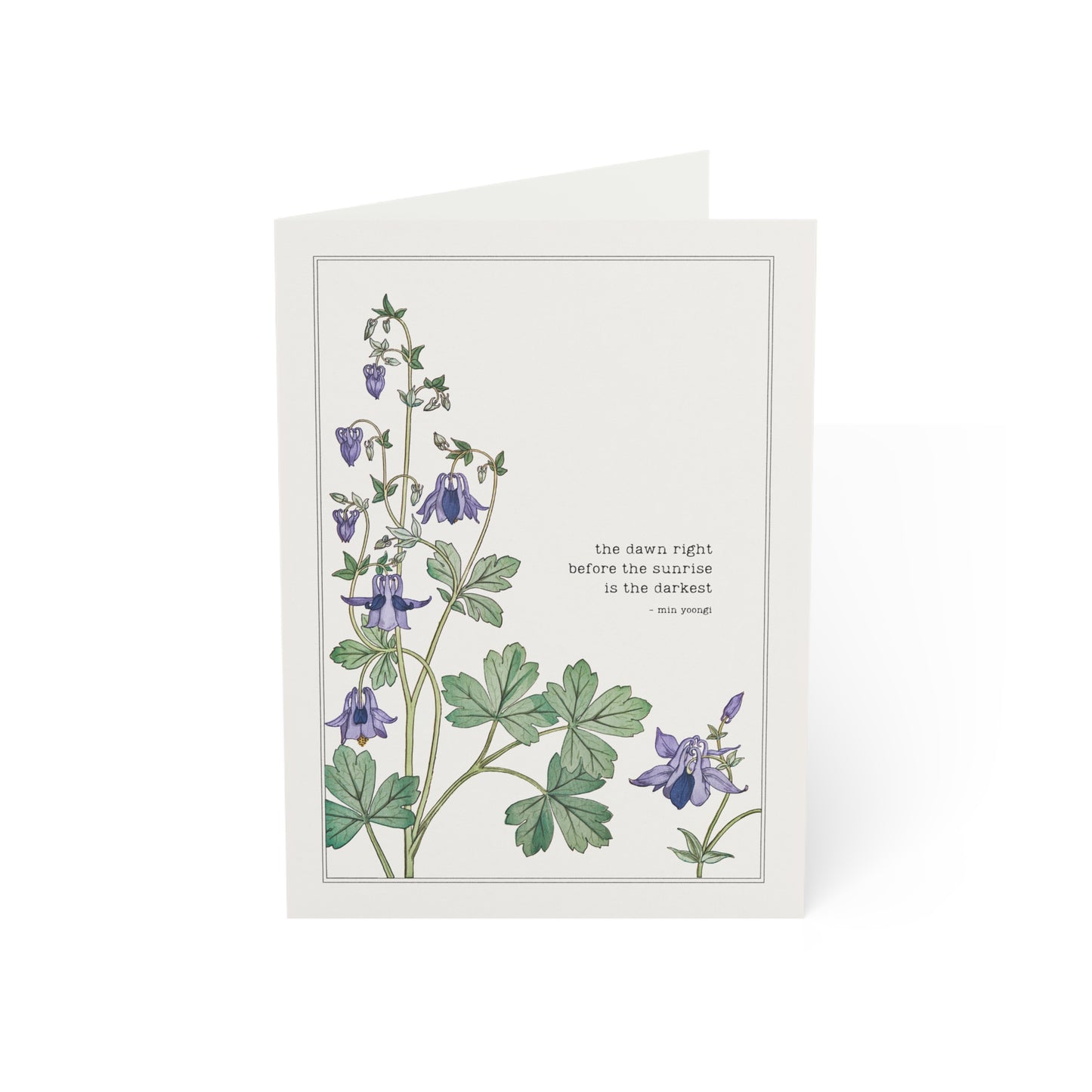 Fanmade BTS Greeting Card - Yoongi Encouragement Quote - Vintage Floral Artwork