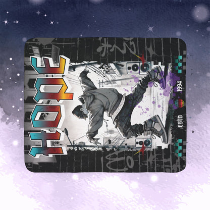 Hobi Throw Blanket - Retro Series - 90s Hip-Hop Street Art Aesthetic - Cozy Fleece Sherpa Blanket
