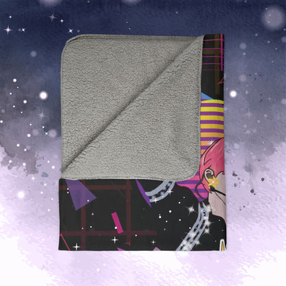 Jimin Throw Blanket - Retro Series - 80s Neon Video Game Aesthetic - Cozy Fleece Sherpa Blanket