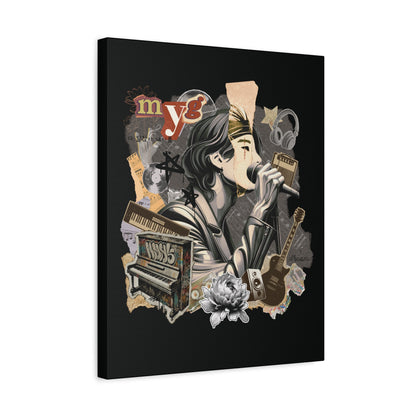 Yoongi Canvas Wall Art - Fanmade BTS Retro Series - 2010s Rock Aesthetic - Framed Wall Decor