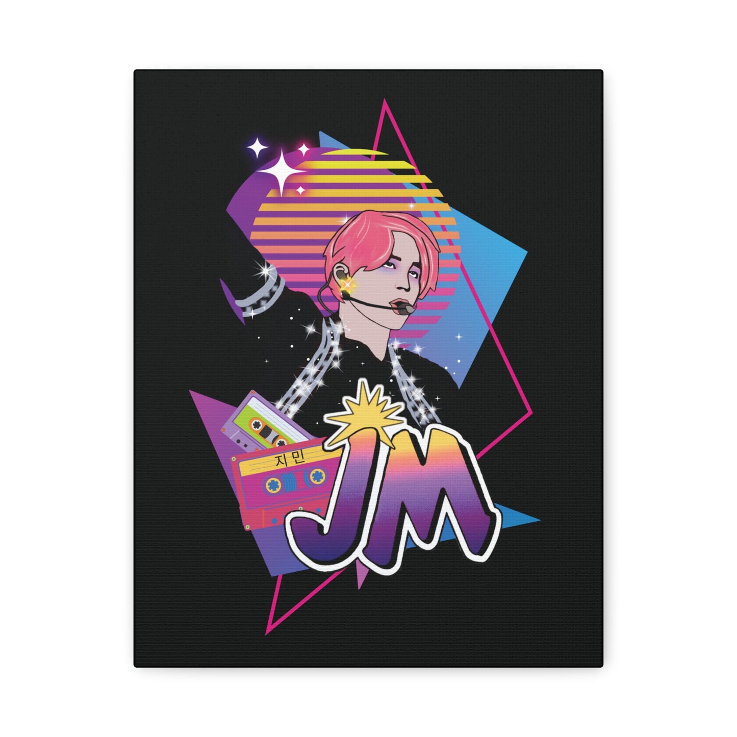 Jimin Canvas Wall Art - Fanmade BTS Retro Series - 80s Pop Aesthetic - Framed Wall Decor