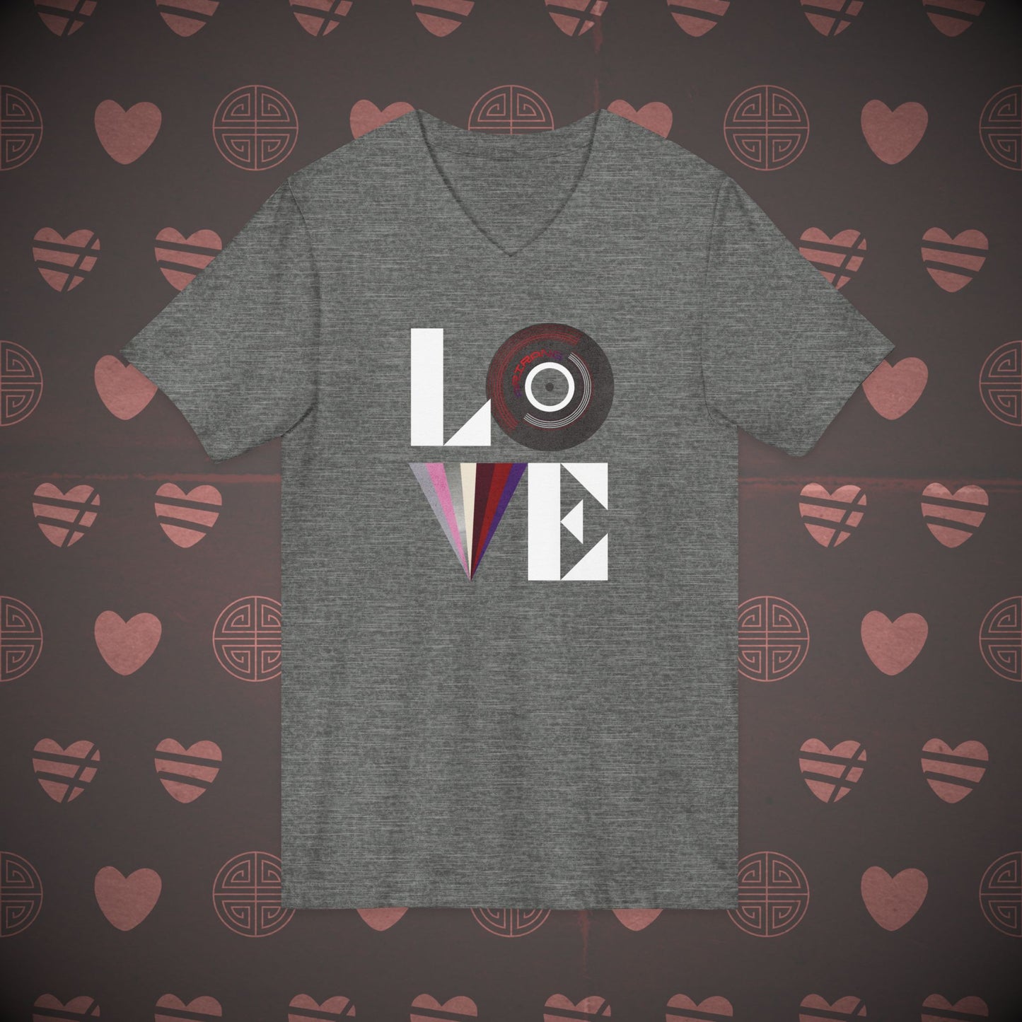 OT7 V-Neck Shirt - Love Record - Unisex Jersey T-Shirt