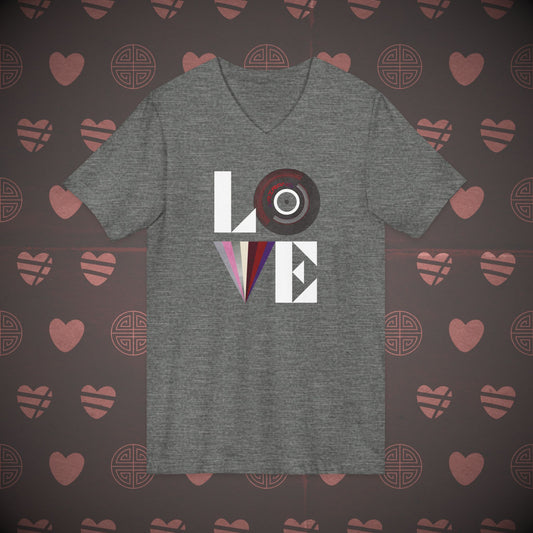 OT7 V-Neck Shirt - Love Record - Unisex Jersey T-Shirt