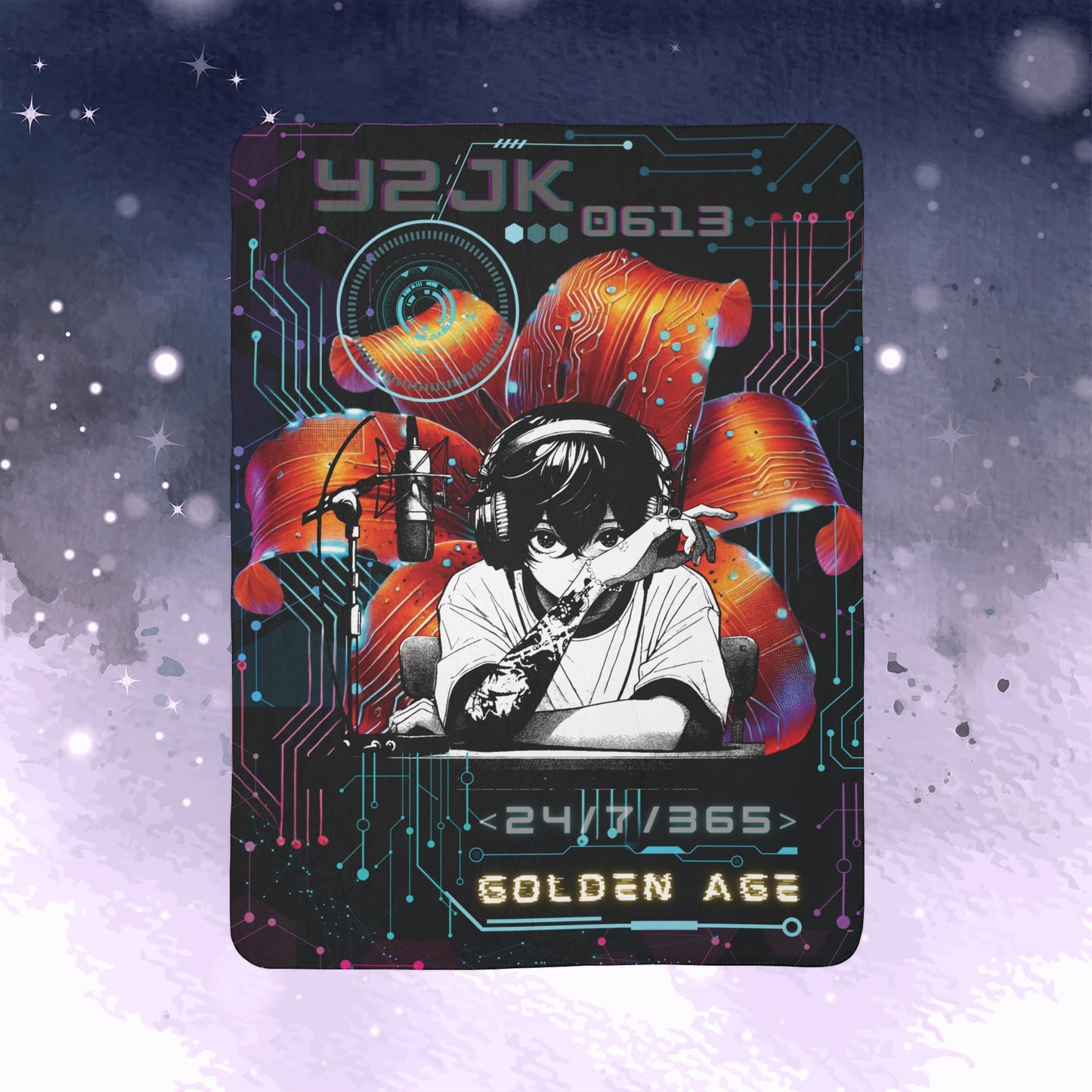 Jung Kook Throw Blanket - Retro Series - Y2K Gamer Aesthetic - Cozy Fleece Sherpa Blanket