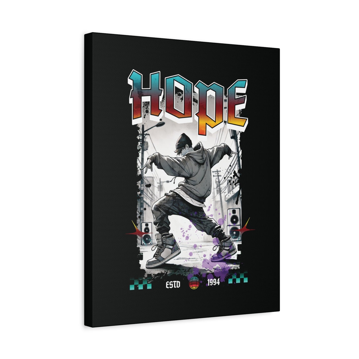 Hobi Canvas Wall Art - Fanmade BTS Retro Series - 90s Hip-Hop Aesthetic - Framed Wall Decor