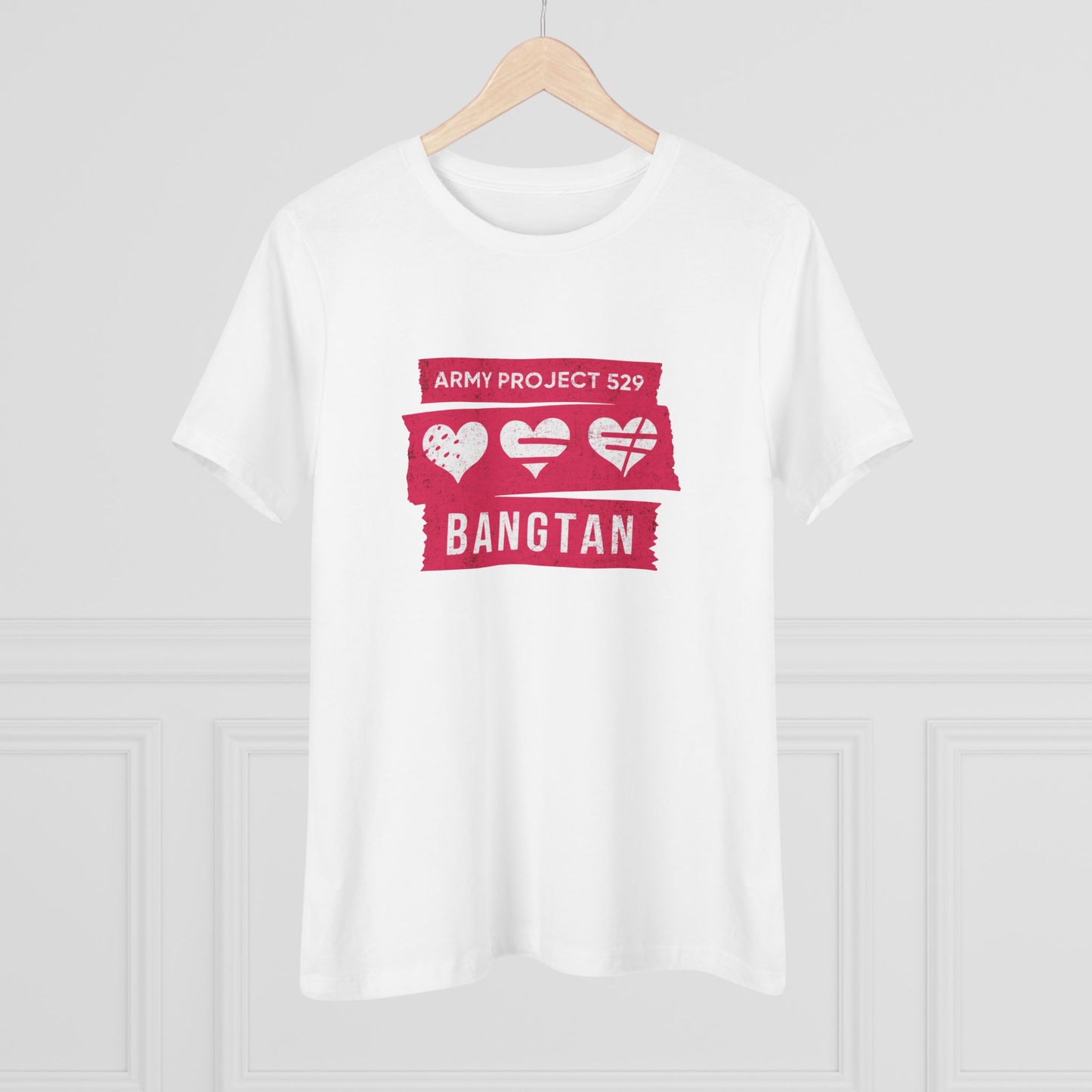 OT7 Women's Tee - AP529 <3 Bangtan (Red) - Soft Jersey T-Shirt