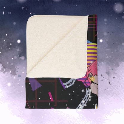 Jimin Throw Blanket - Retro Series - 80s Neon Video Game Aesthetic - Cozy Fleece Sherpa Blanket
