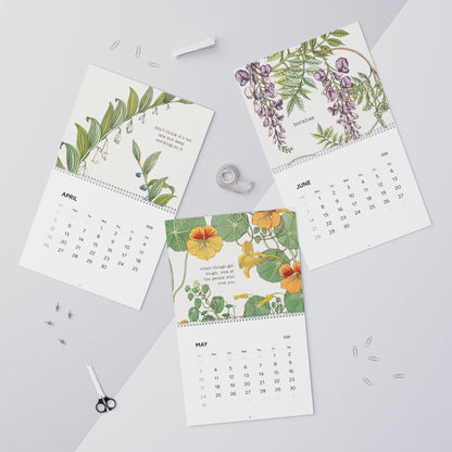 Fanmade BTS 2026 Wall Calendar - 'Bangtan in Bloom' Inspirational Quotes - Vintage Floral Artwork