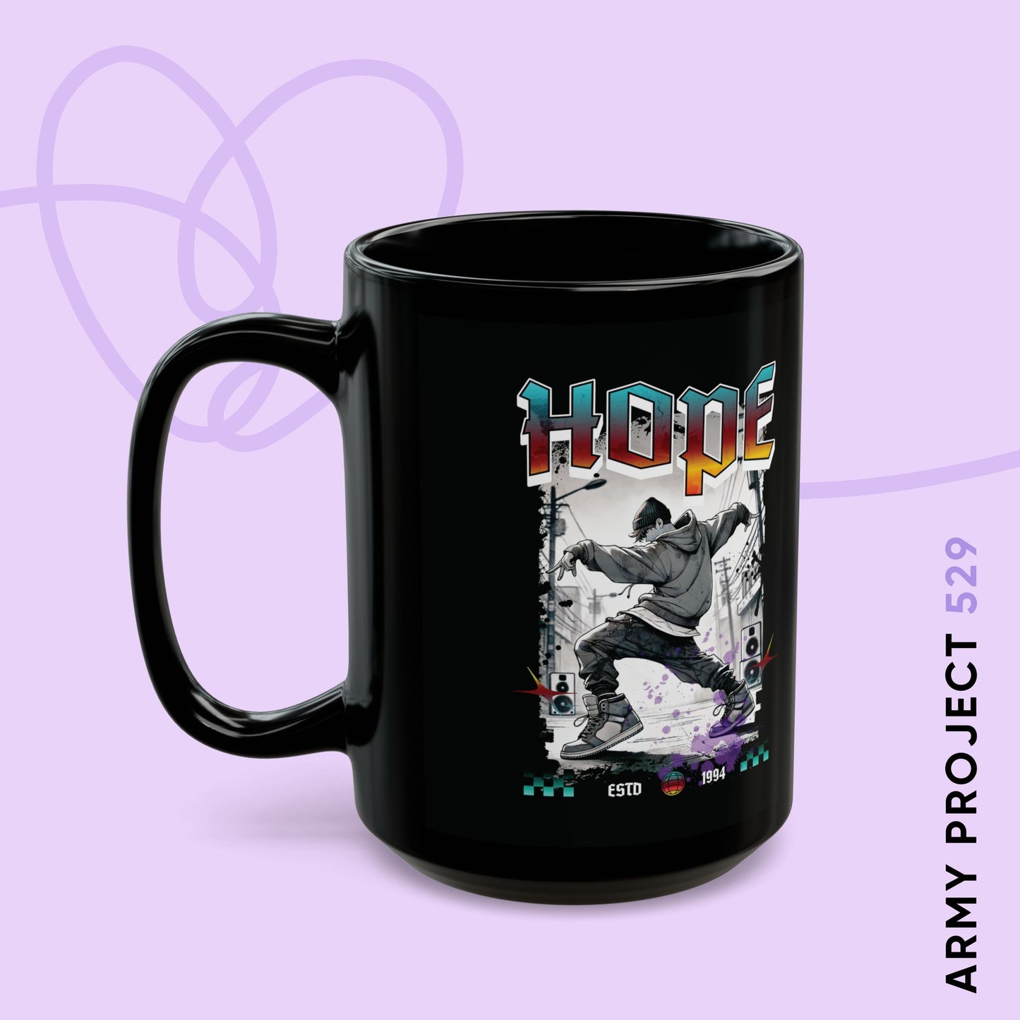 Hobi 1990s Retro Series 15 oz Black Coffee Mug