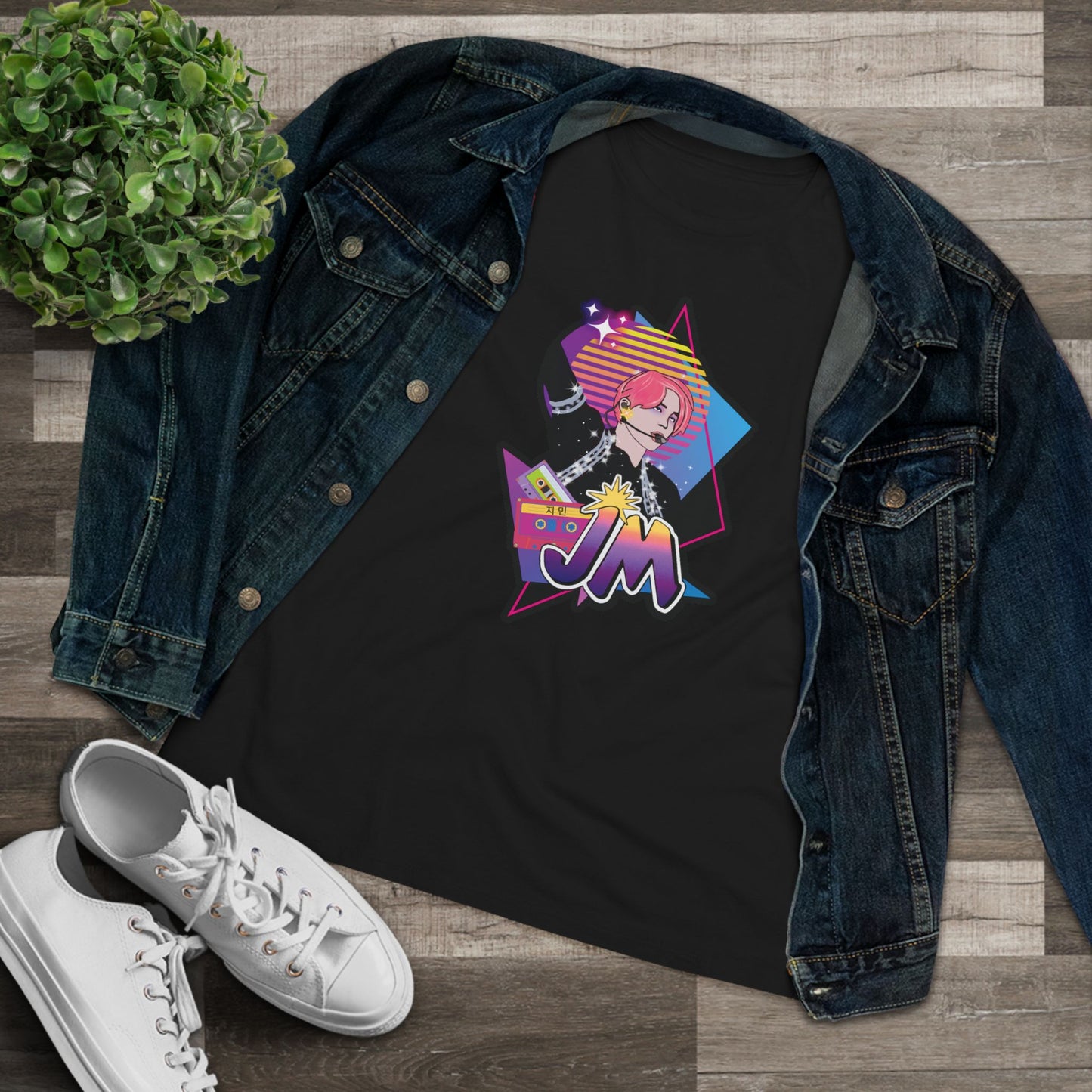 Jimin Women's Tee - BTS Fanmade Retro Series - 80s Pop Aesthetic - Soft Jersey T-Shirt