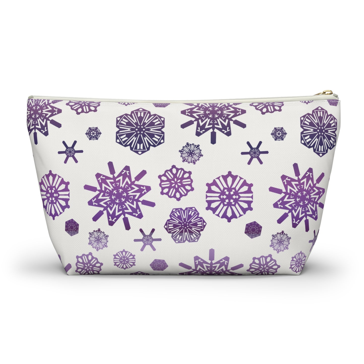 OT7 Cosmetics Bag - Secret Snowflakes (White) - Fanmade BTS Toiletry Bag - Flat Bottom Zipper Pouch