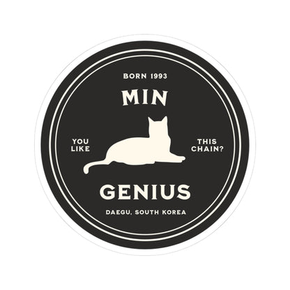 Yoongi Vinyl Sticker - Fanmade BTS Nickname Merch - Min Genius - Permanent Adhesive