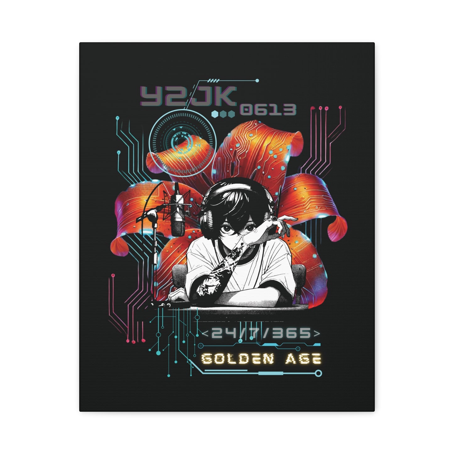 Jung Kook Canvas Wall Art - Fanmade BTS Retro Series - Y2K Gamer Aesthetic - Framed Wall Decor