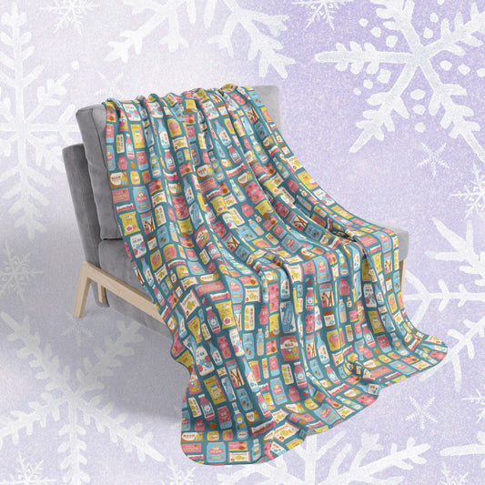 Sweet Pastel Korean Snacks Fleece Sherpa Blanket