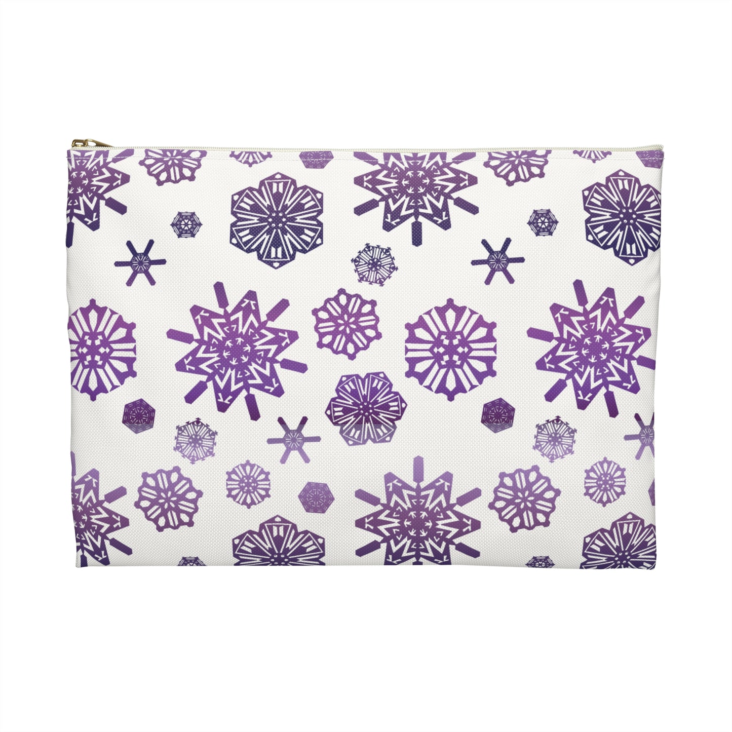 OT7 Cosmetics Bag - Secret Snowflakes (White) - Fanmade BTS Toiletry Bag - Slim Profile Zipper Pouch