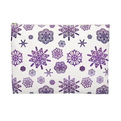 OT7 Cosmetics Bag - Secret Snowflakes (White) - Fanmade BTS Toiletry Bag - Slim Profile Zipper Pouch