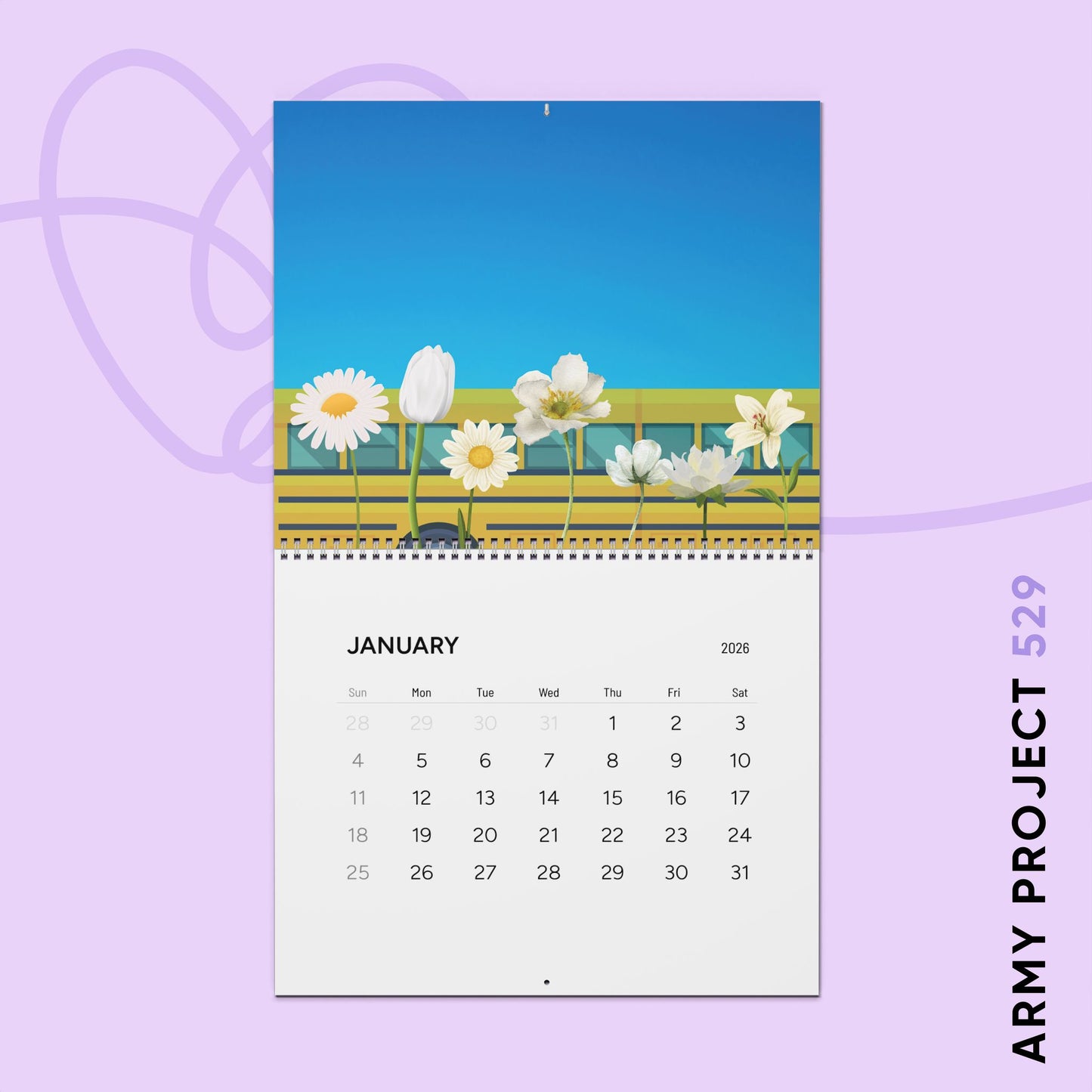 Fanmade BTS 2026 Wall Calendar - 'Guess the Song' - Original Music-Inspired Artwork