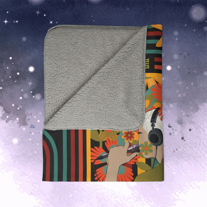 Namjoon Throw Blanket - Retro Series - 70s Muted Floral Aesthetic - Cozy Fleece Sherpa Blanket