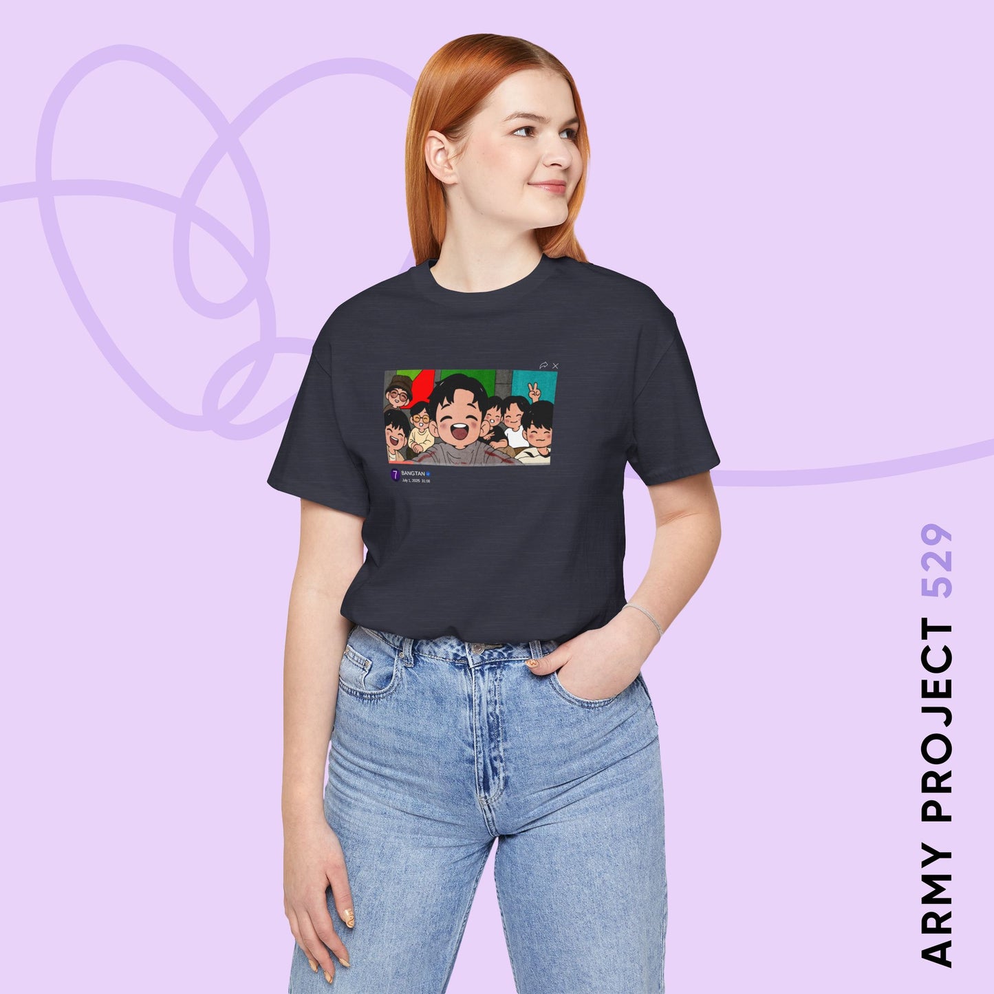 OT7 Reunion Short Sleeve Shirt - Fanmade BTS Merch - Original Chibi Artwork - Unisex Jersey T-Shirt