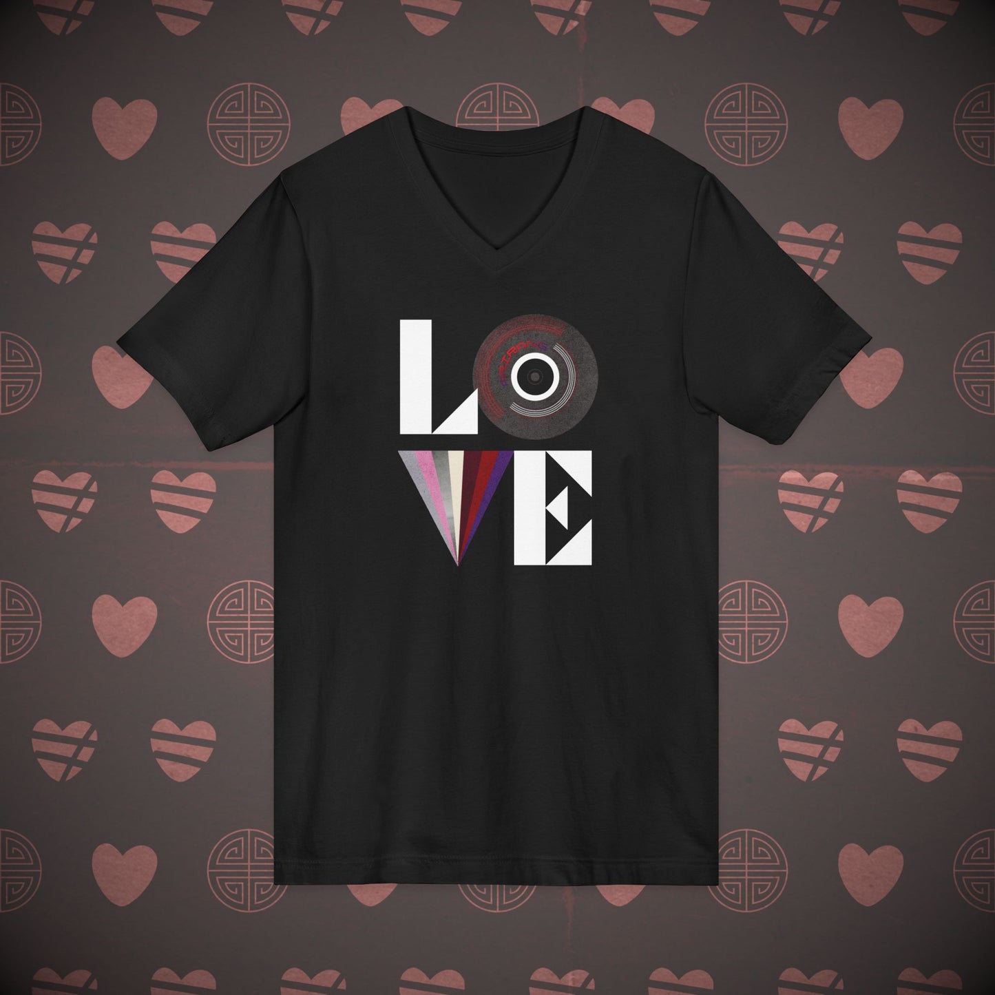 OT7 V-Neck Shirt - Love Record - Unisex Jersey T-Shirt